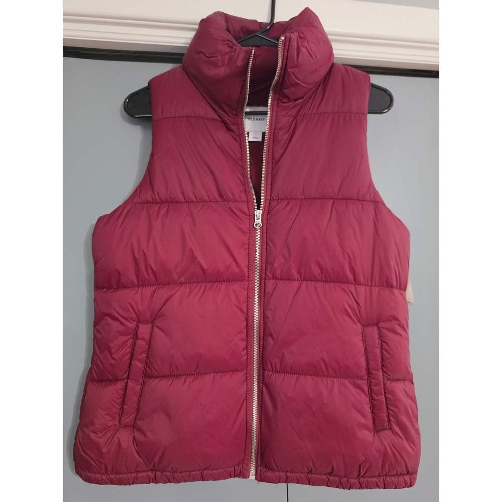 Old Navy Puffer Vest Women S Burgundy NEW Frost-Free Fleece Lined 285233-02-1